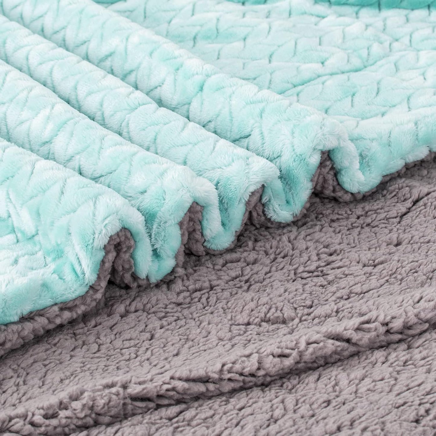 Fuzzy Blanket or Fluffy Blanket for Baby Girl or boy, Soft Warm Cozy Coral Fleece Toddler, Infant or Newborn Receiving Blanket for Crib, Stroller, Travel, Outdoor (40" x 48", MD-Aqua Green)