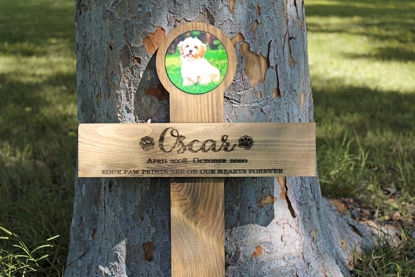 Pet Memorial Cross with Photo, Personalized Wood Cross for Dogs, Cats