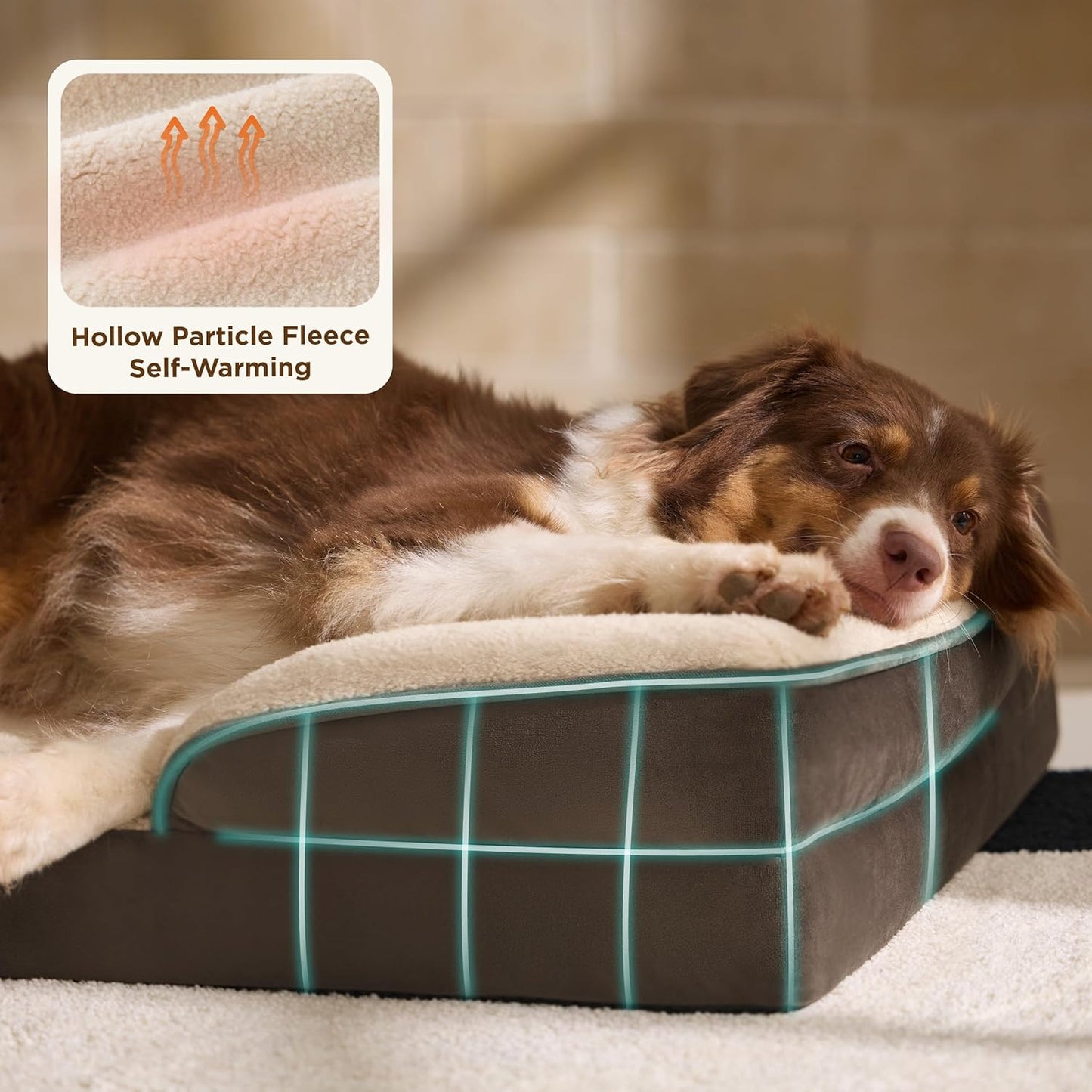 Bedsure XL Self Warming Orthopedic Dog Bed for Extra Large Dogs - Washable XLarge Dog Bed Waterproof, Comfort Pet Couch with Removable Cover, Supportive Foam Pets Sofa with Nonskid Bottom, Brown