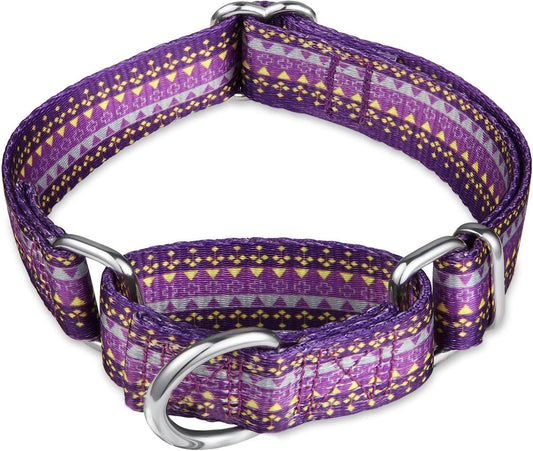 Martingale Dog Collar Dark Purple, Neck 11"-15.5", Wide :1", Soft Durable No Pull Anti-Escape Pet Collar for Small Dogs