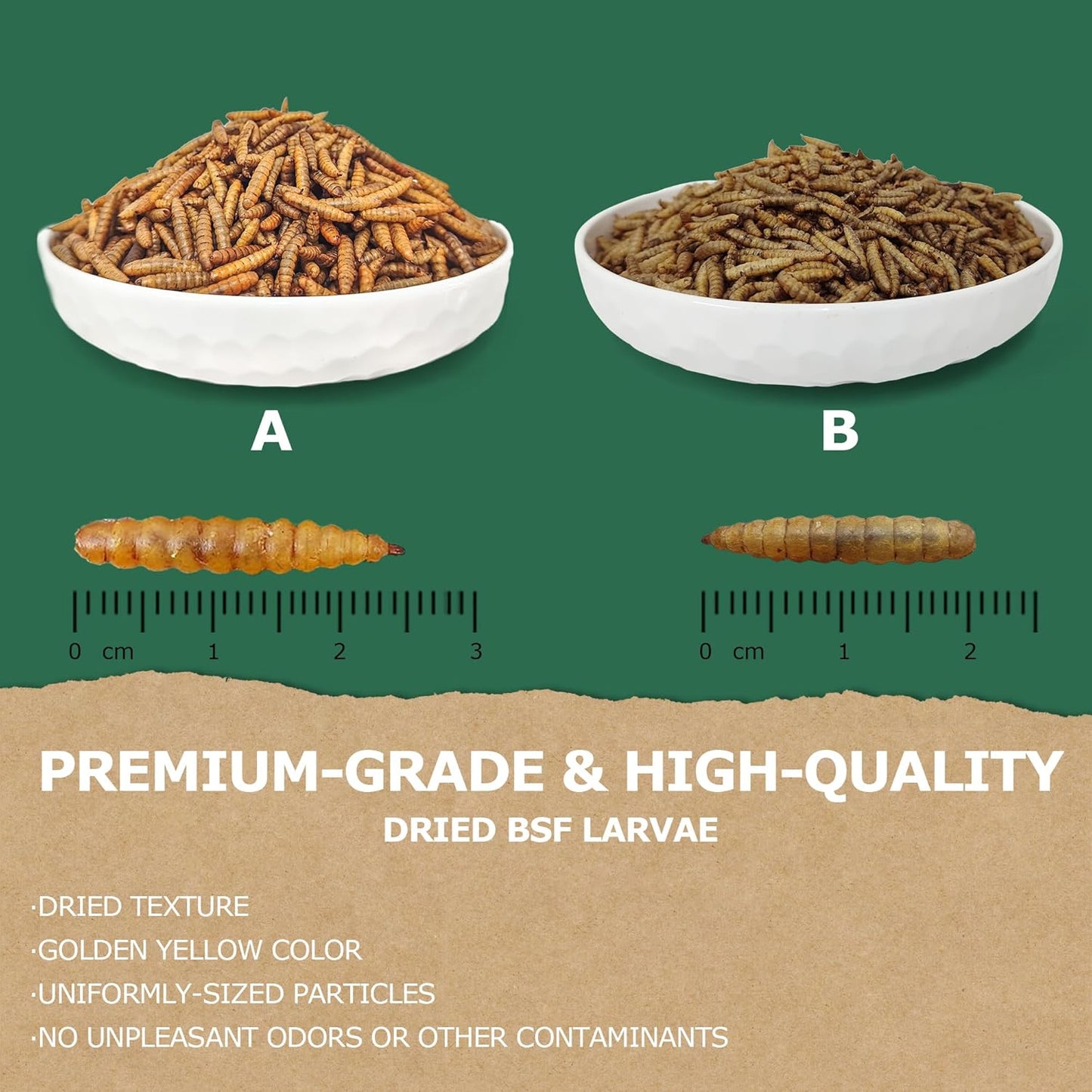 5LB Non-GMO Dried Black Soldier Fly Larvae, Superior Calcium Boost for Chickens, Better Than Dried Mealworms, Poultry Feed Ideal for Molting & Laying Hens, Wild Birds, Ducks | Top Grade BSF