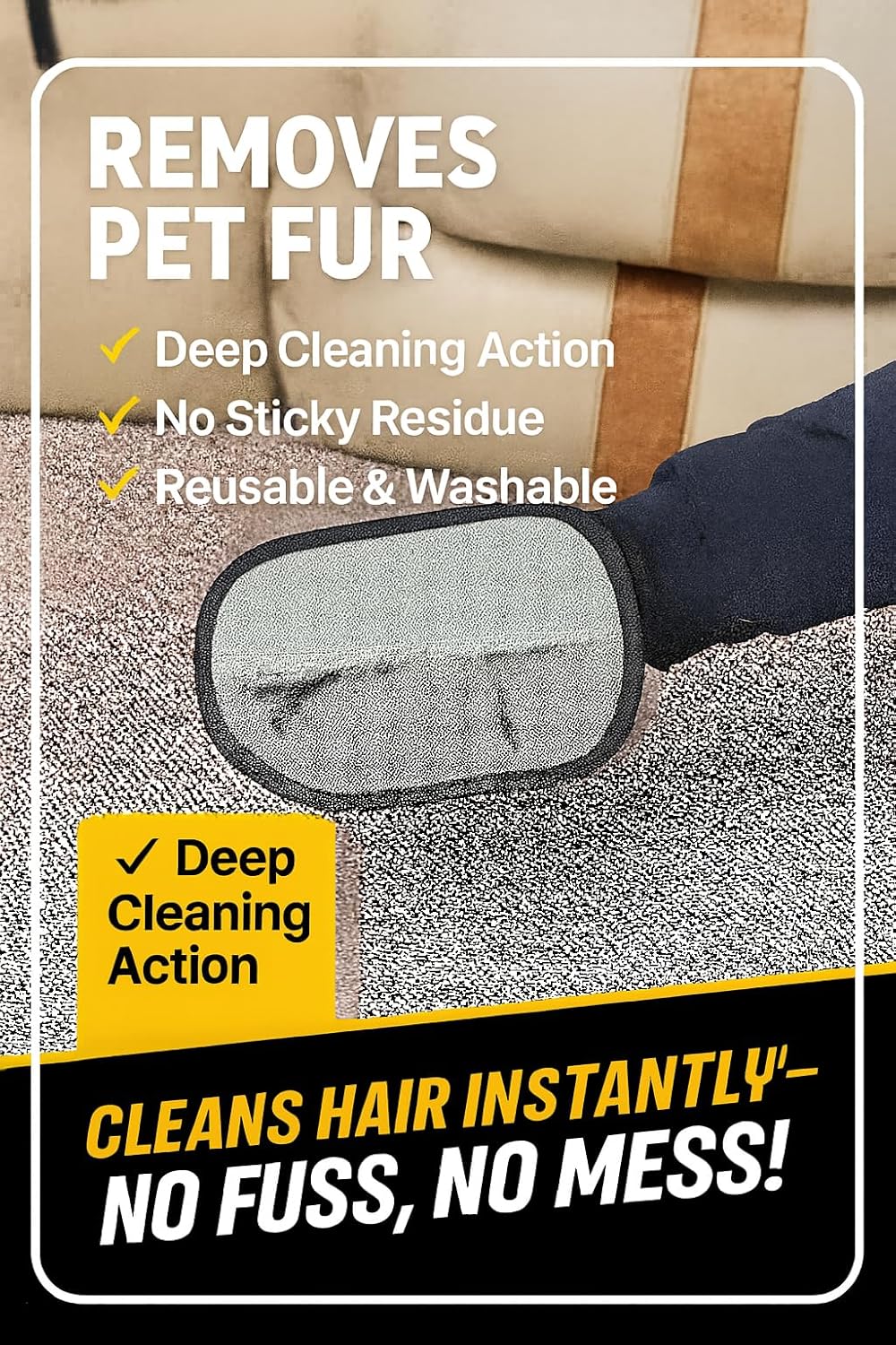 Electrostatic Pet Hair Removal Glove and Grooming Gloves | Ultimate Pet Hair Remover for Cats and Dogs | Perfect for Grooming | Furniture Cleaning