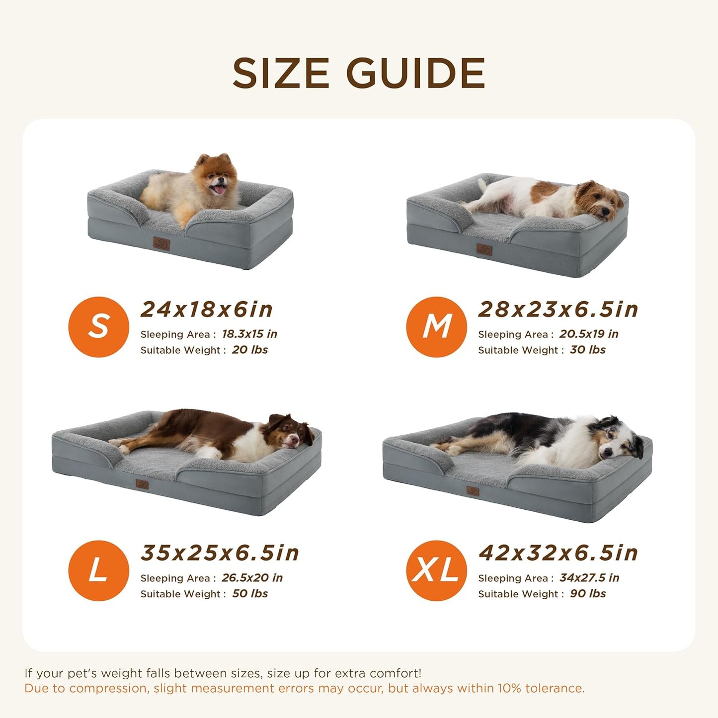 Bedsure Self Warming Orthopedic Dogs Bed for Small Dogs - Washable Small Dog Bed Waterproof, Comfort Pet Couch with Removable Cover, Supportive Foam Pets Sofa with Nonskid Bottom, Brown