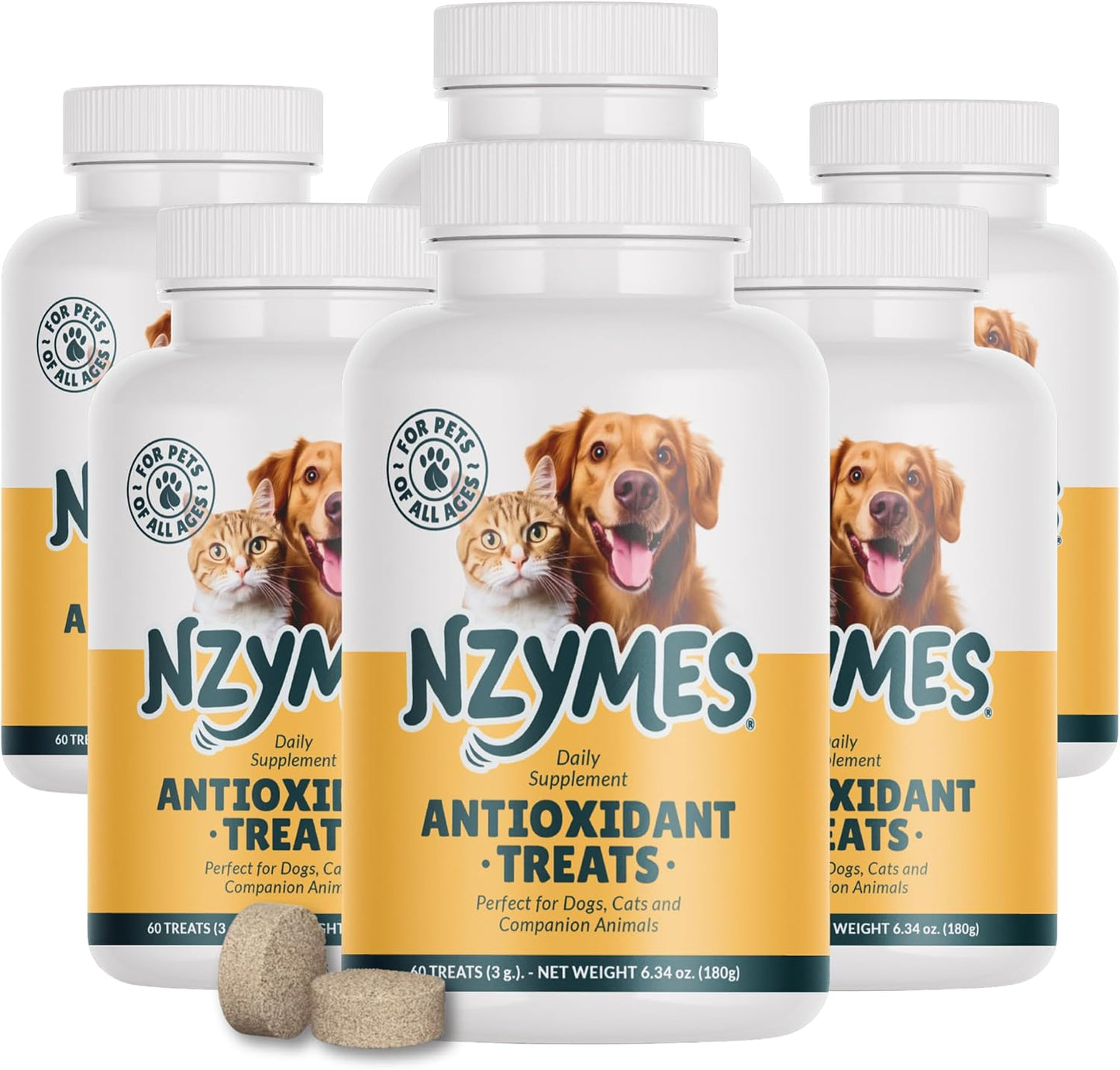 Nzymes® Antioxidant Treats - for Dogs Joints, HIPS, Paralysis, Skin, Coat, Hair Loss, Aging, Digestion, Neurological, Seizures - 360 Treats - Made in The USA