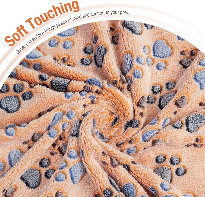 Pet Soft 1 Pack 3 Pet Blankets for Dogs - Fluffy Cats Dogs Blanket for Small Medium & Large Dog, Cute Print Pet Throw Puppy Blankets Fleece (Paws, 3M)