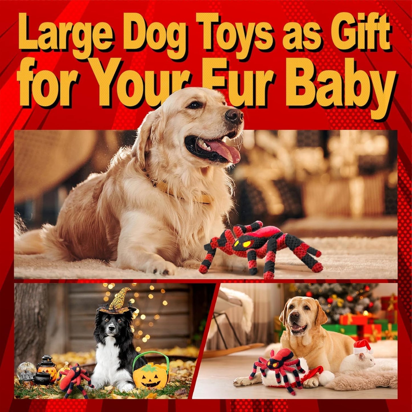 LEGEND SANDY Large Dog Toys to Keep Them Busy, Interactive Dog Toys, Squeaky Crinkle Tug of WarPuppy Toy