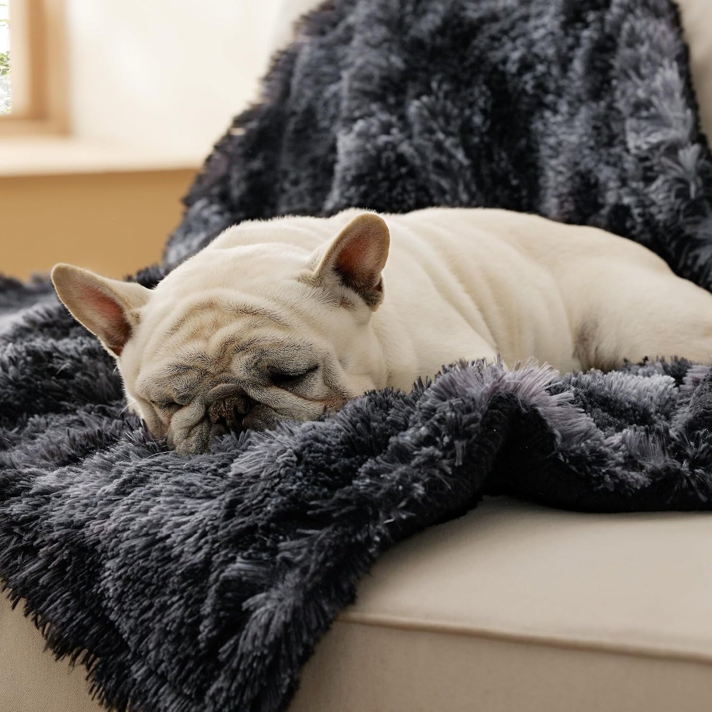 Bedsure Waterproof Dog Blankets for Medium Dogs - Calming Cat Blanket for Couch Protector Washable, Long Faux Fur Pet Throw Blanket for Puppy, Reversible Furniture Protection, 30"x40", Tie-dye Black