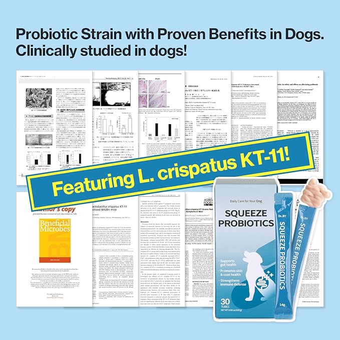 Dr,by Squeeze Probiotics for Dogs - Gut Health, Skin & Coat, Immune Support - Lickable Treat Supplement - 30 Tubes (14.81 oz)