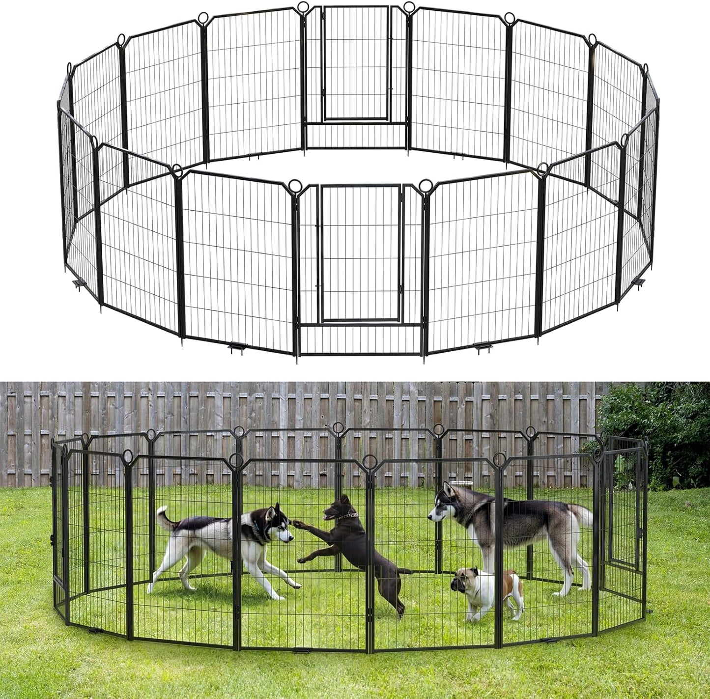 GarveeLife Dog Playpen Outdoor, 40 in 8 Panels Dog Pen Indoor Puppy Exercise Pen Metal Pet Fence for Camping/Yard/Garden