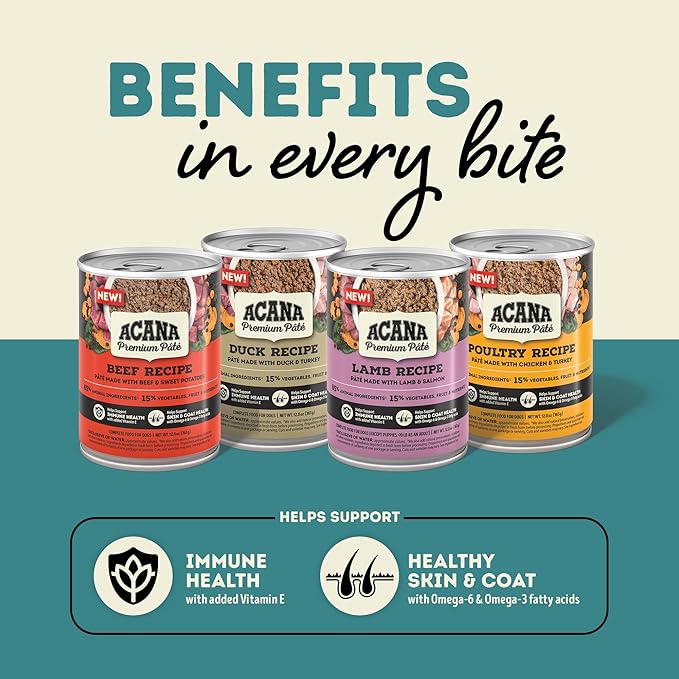 ACANA Premium Pate in Bone Broth Grain-Free Wet Dog Food Duck Recipe 12.8oz Cans (12 Count)