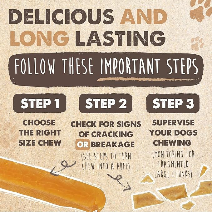Mighty Paw Yak Cheese Chews for Dogs | All-Natural Long Lasting Pet Treats. Odorless and Great for Oral Health. Limited-Ingredient Chews for Puppies & Power-Chewers (Small, 12 Pack)