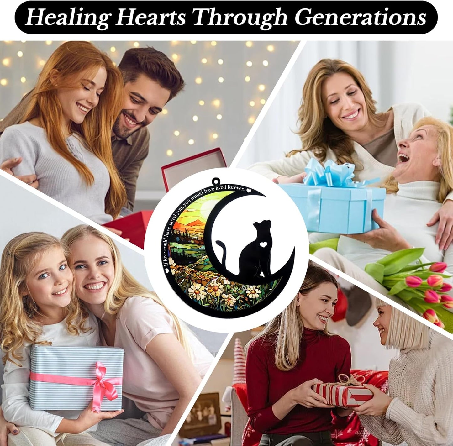 Pet Memorial Suncatcher, Loss of Cat & Dog Sympathy Gifts, Hanging Stained Acrylic Light Catcher, Cat & Dog Memorial Ornament for Pet Lovers, Sunrise Pattern