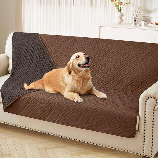 hyha Waterproof Dog Blanket, Soft Pet Bed Blankets, Waterproof Sofa Couch Cover for Dogs Washable, Reversible Pet Couch Covers for Sofa Furniture (68x82 Inch, Brown/Chocolate)