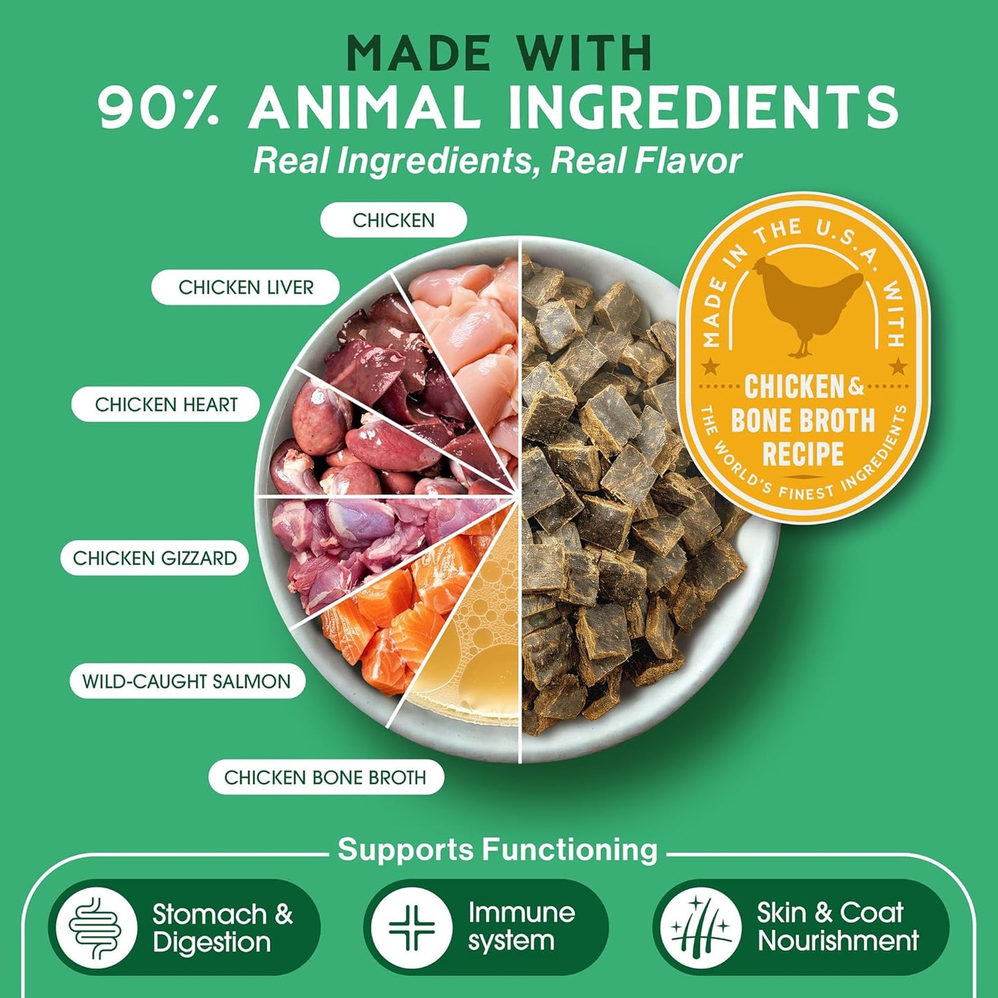 Farmland Traditions The Good List Air-Dried Dog Food, Premium Chicken & Bone Broth for Dogs, Protein Rich & Grain-Free Nutrition, 1 Pound Bag