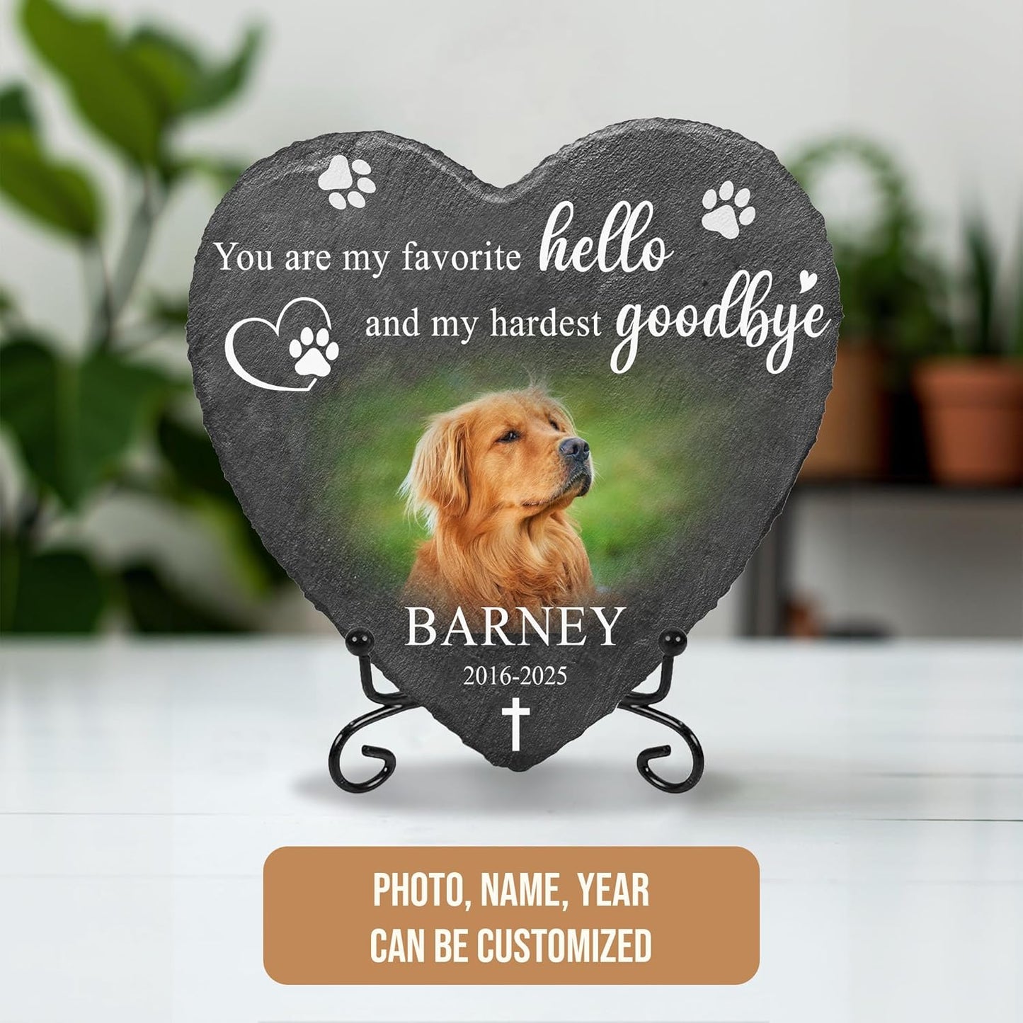 Memorial Dog Stone Pet Headstone with Photo | Personalized Cat Memorial Stones for Outside | Dog Memory Stone Deceased Pet Gifts for Owners | Best Remembrance Gift for Cats & Dogs Lovers