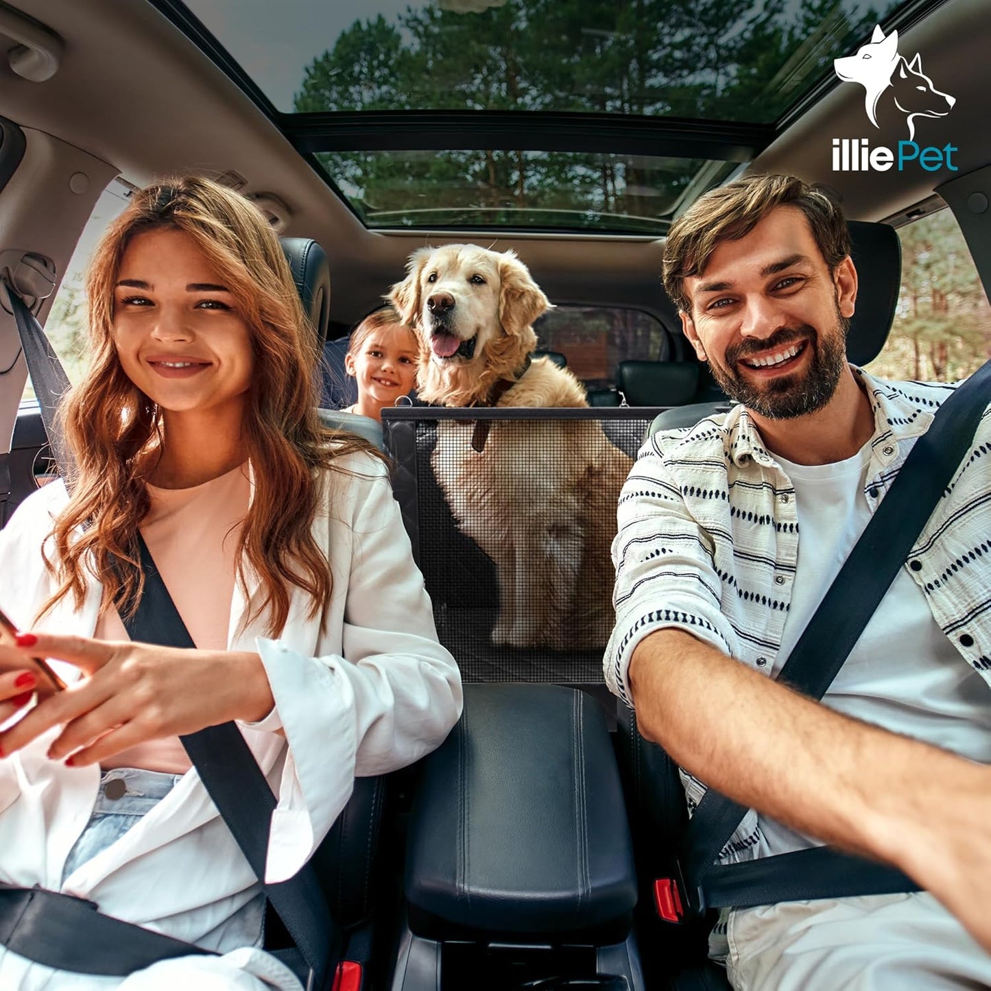 Dog Car Seat Cover for Back Seat Half or Full - 3-Way Backseat Dog Hammock for Car Hard Bottom & Anti-Slip with Safety Seatbelts, Bowl - 63.8x52.7 Pet Backseat Cover for SUV, Sedans, Trucks