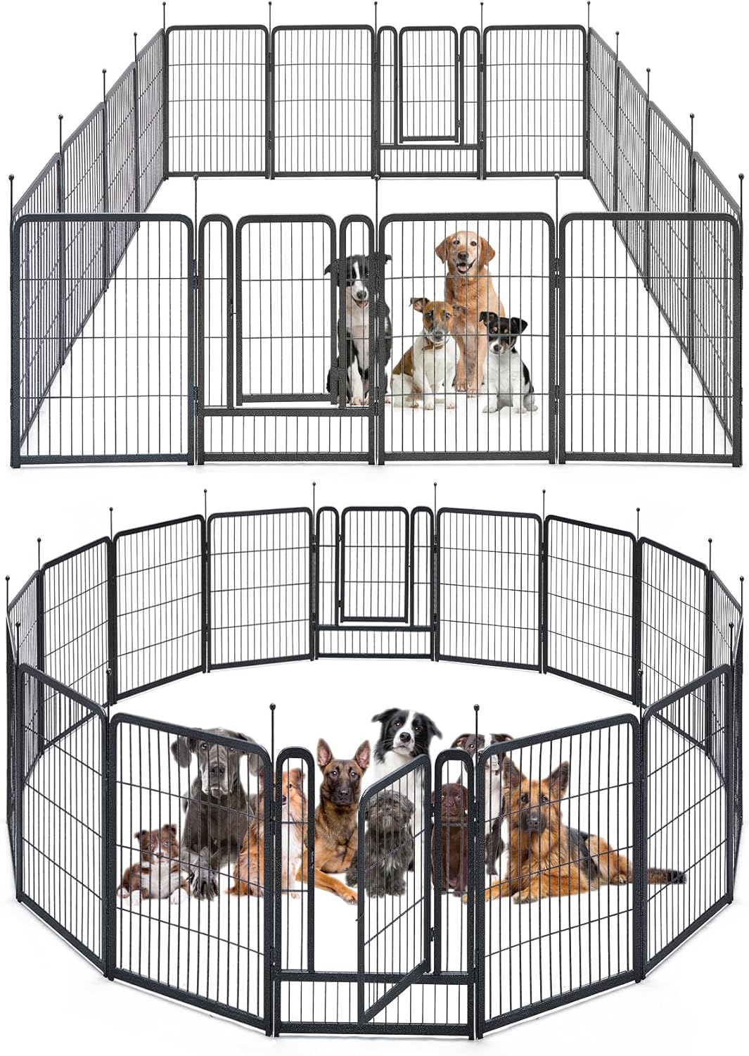 mestyl Dog Playpen, 40" Height 16 Panels Outdoor Pet Play Pen, Big Dog Exercise Play Pen for Large/Medium/Small Dogs, Foldable Puppy Pen for Indoor, Camping, RV, Anti-Rust Paint Finish, Quick Install