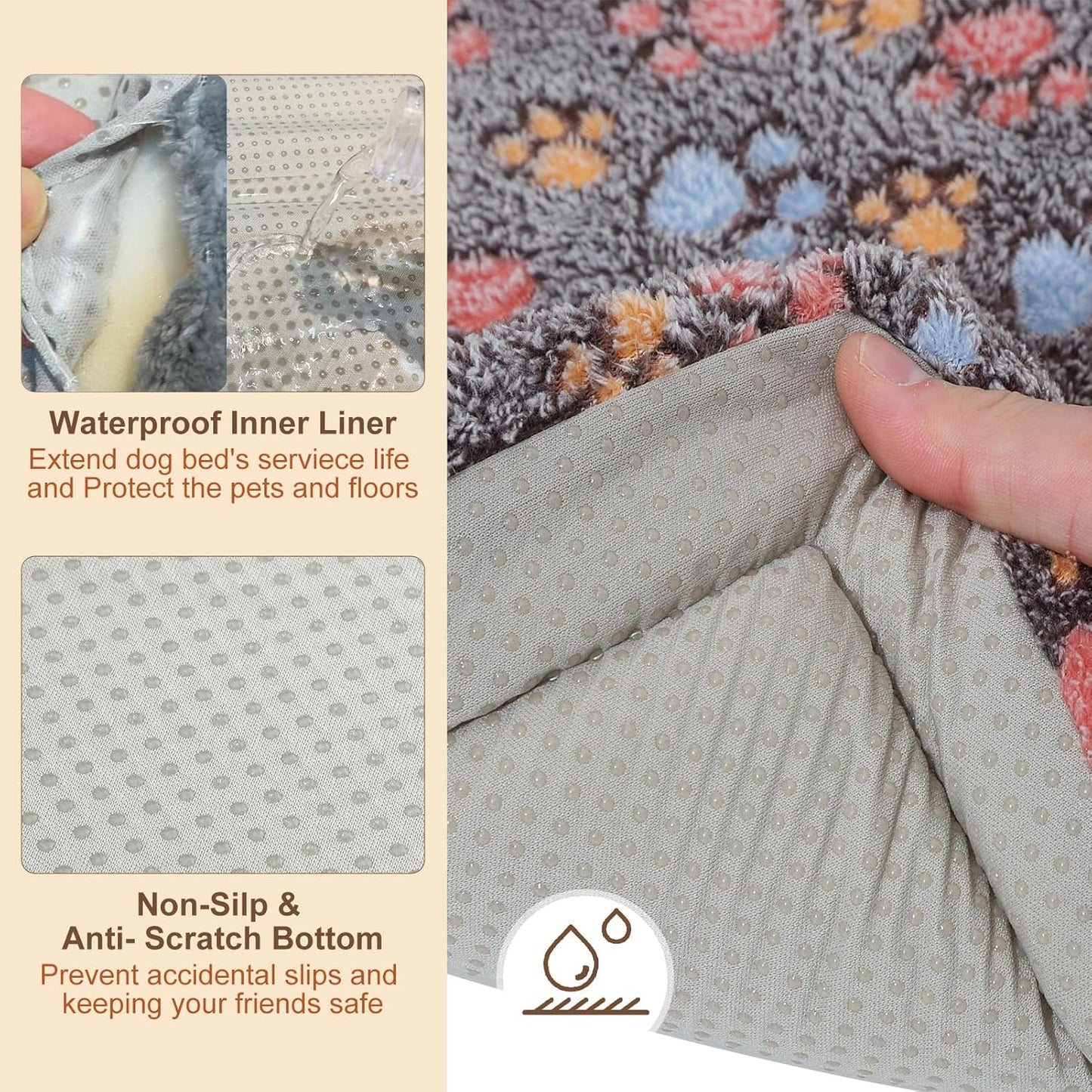 BEAUTYZOO Dog Bed Crate Pad 42 x 28 inch, Washable Dog Crate Mat for X-Large Sized Dogs, Anti-Slip Pet Crate Bed Kennel Pad, Durable Cozy Puppy Sleeping Mat Rectangle Mattress, Colorful Paw