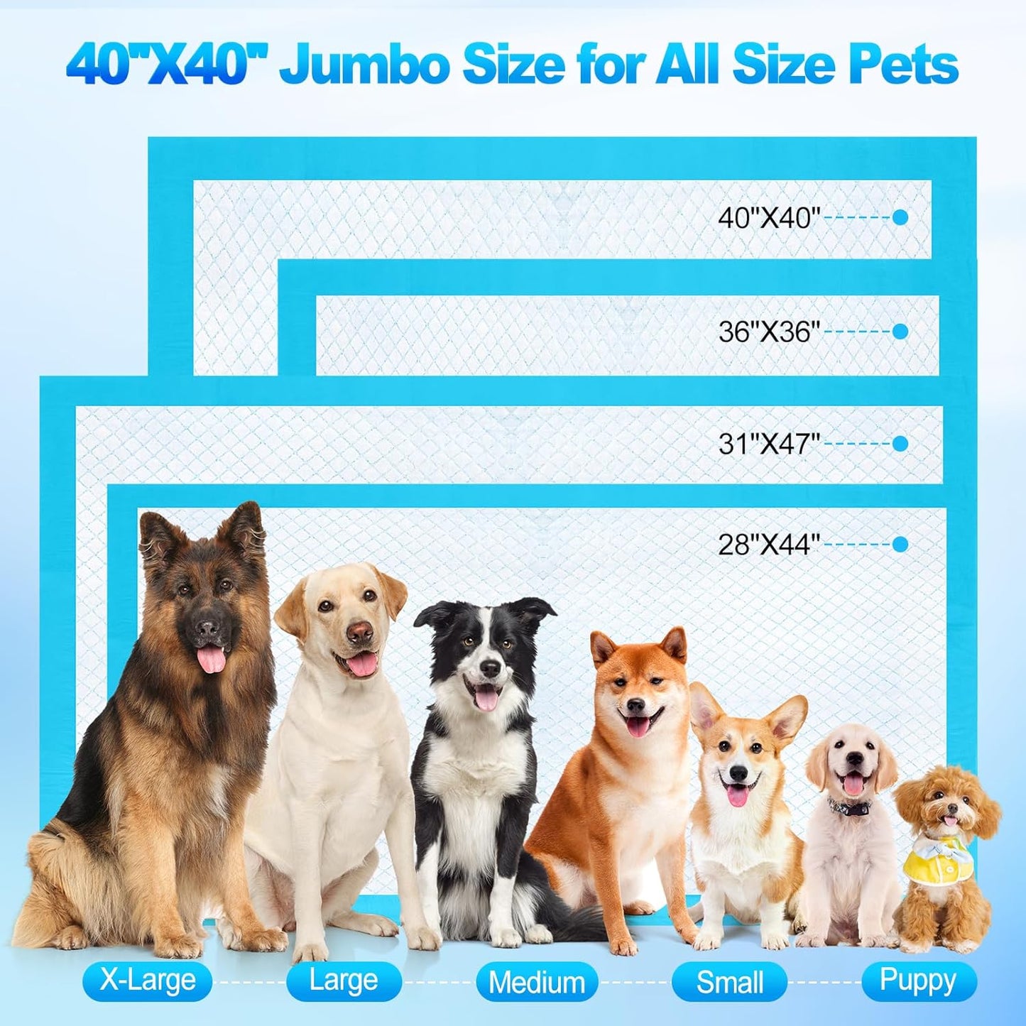 Pee Pads for Dogs & Cats 40"x40" 40 Count, Puppy Pads Extra Large, Disposable Thicken Pet Training Pads for Doggie Rabbits, Incontinence Underpads Ultra Absorbent & Quick-Dry, Leakproof Potty Pad