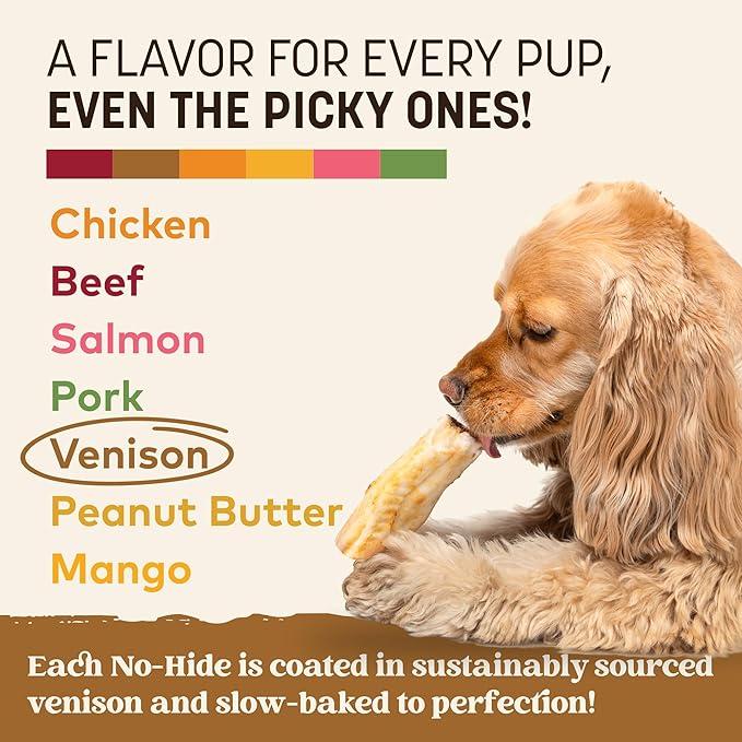 Earth Animal No Hide Small Long Lasting Dog Chew Rolls, Venison - 6 Count