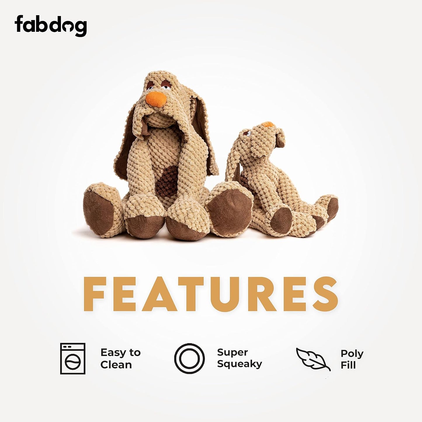 fabdog Floppies Plush Dog Toy - Cute & Durable Squeaky Dog Toys - Best Squeak Toy for Puppies and All Breeds | Ideal Pet Gift| Large Dog