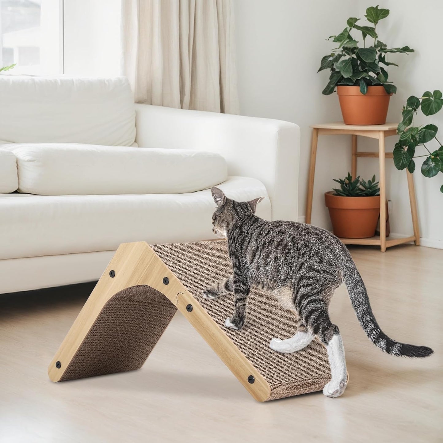 Cat Scratcher, 16.9 L Shape Cat Scratch Pad Wall Mounted, Cat Scratching Cardboard for Indoor Cats