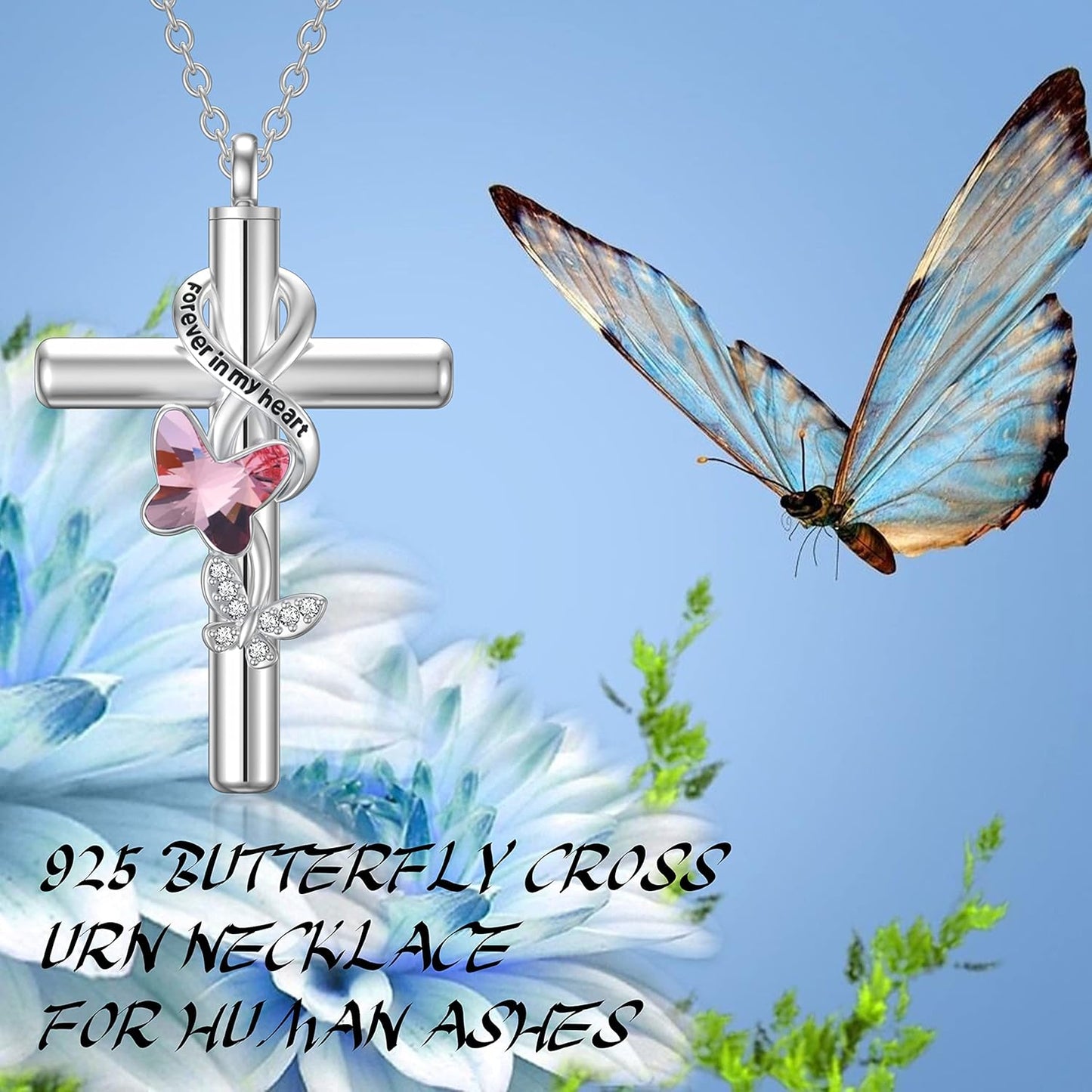 Cross Urn Necklace for Ashes 925 Sterling Silver Cremation Jewelry with Funnel Filler Kit Ashes Necklace for Human Women Girl Pets