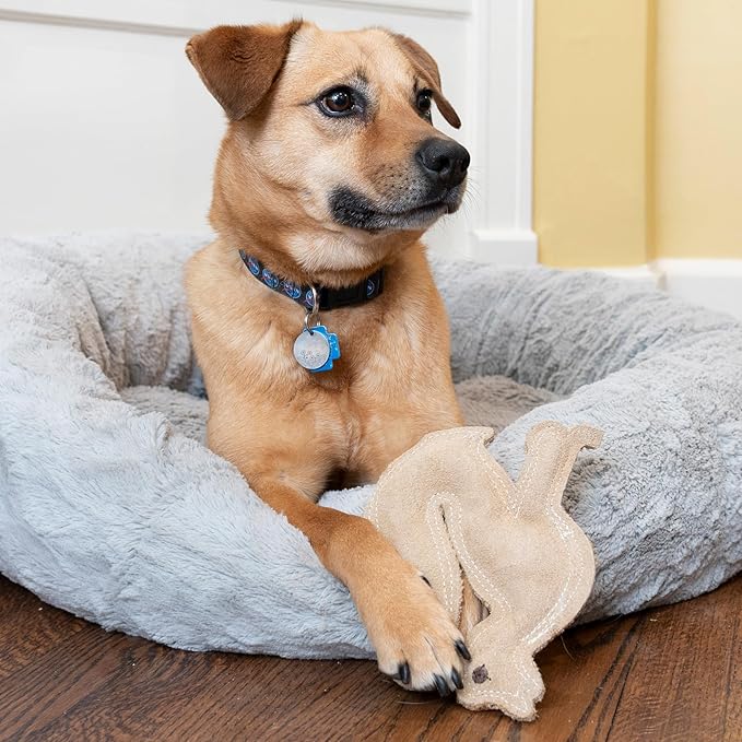 SPOT Dura-Fused Leather Fox Dog Toy – Real Leather & Jute Fabric, Double-Stitched & Durable, Squeaky Interactive Chew Toy for Moderate Chewers, Small & Medium Dogs, Soft Stuffed Fetch Toy, 7.5in