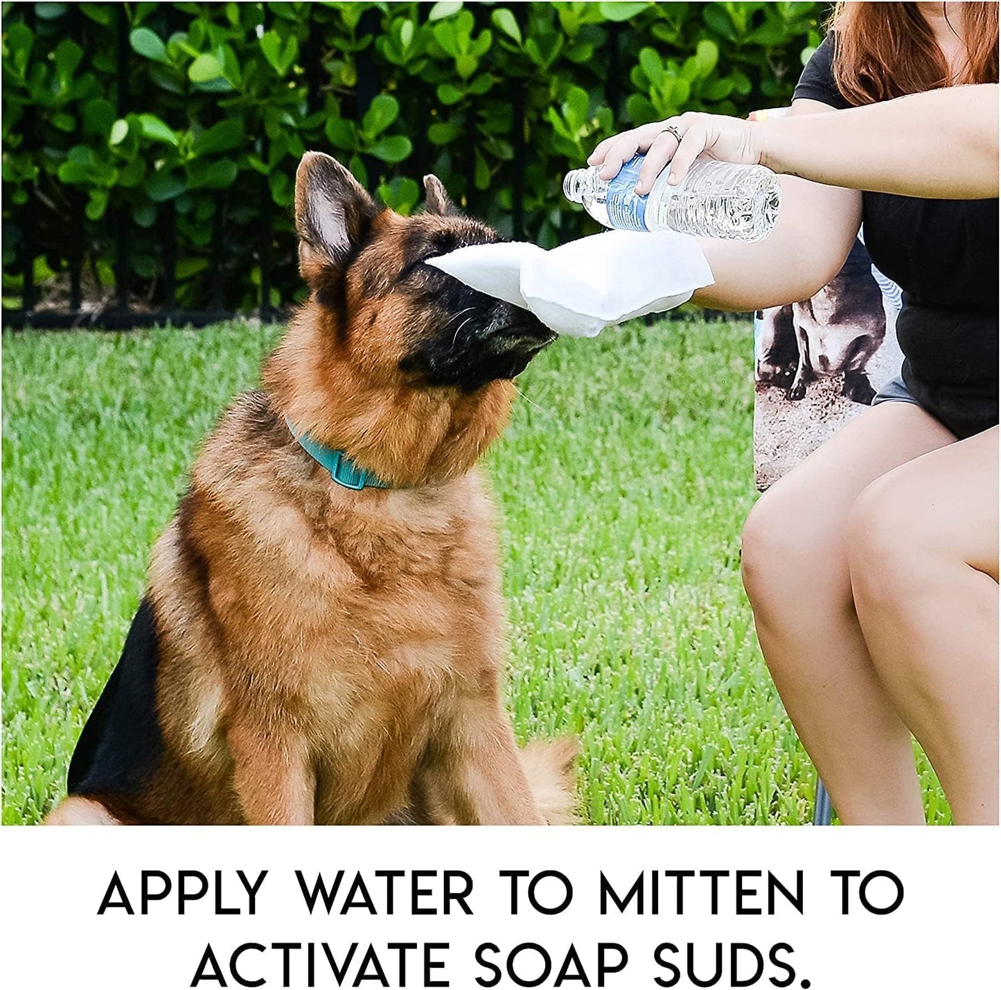 No Rinse Wipes | Rinse Free Shampoo Mittens | Dogs & Cats | Bath Wipes | Bathing & Washing Pets, Hypoallergenic | No Rinse Wash Mitt | Grooming, Lather Wipe Dry - Pack of 20