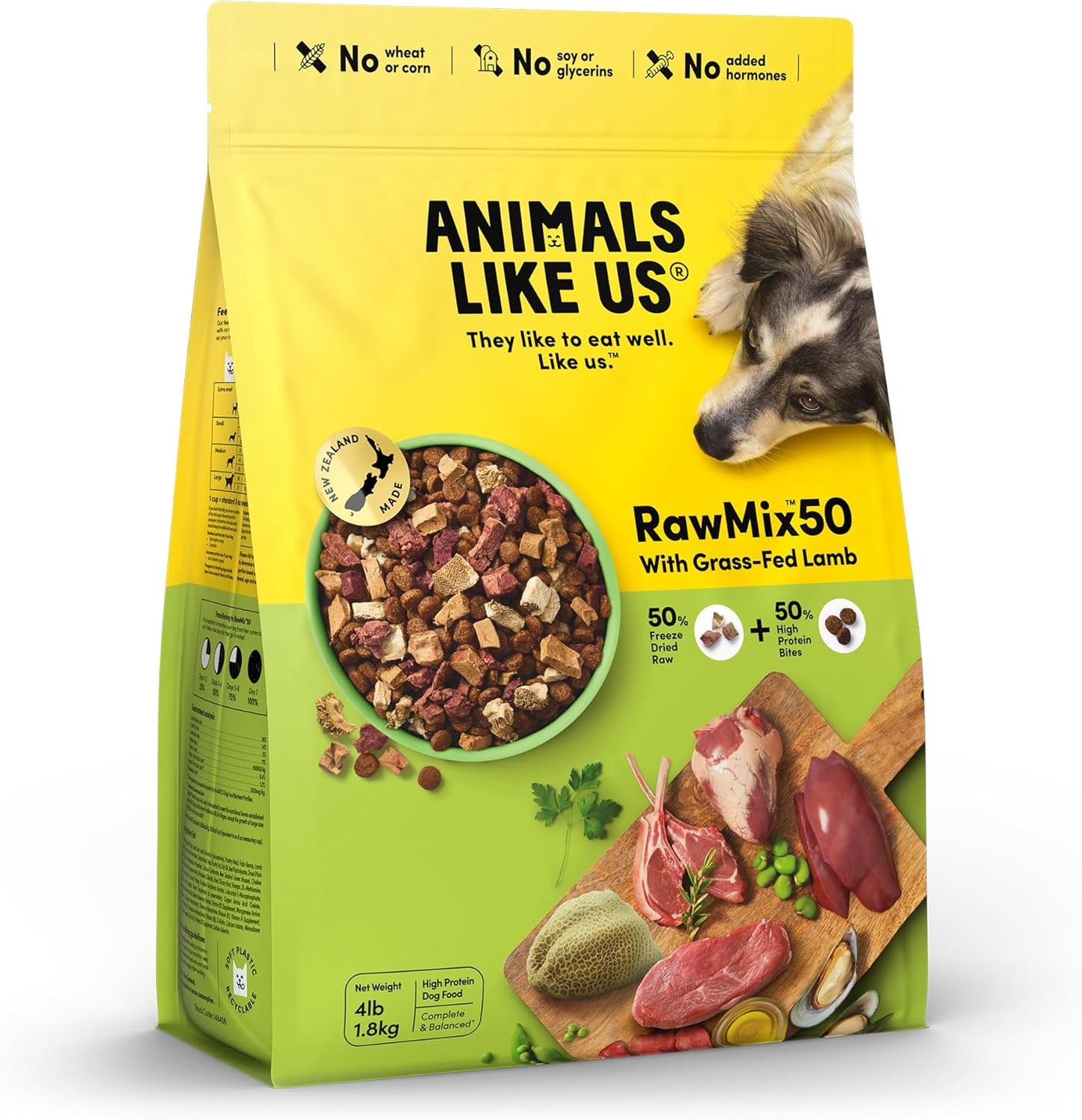 RawMix50 Premium Freeze-Dried Raw Grass-Fed Lamb Recipe Dog Food, Protein Rich, Includes Kibble, Non-GMO, No Wheat or Corn, 4 lbs