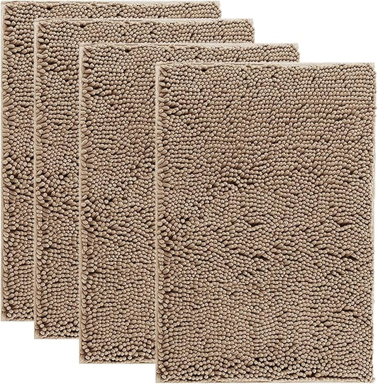 4 Pieces Muddy Door Mats for Dogs, Chenille Absorbent Pet Mats, Quick Dry, Trap Dirt Non Slip Heavy Indoor Doormat Soft Dog Bed Mat Front Inside Door Mat for Indoor Outdoor Entrance,Camel
