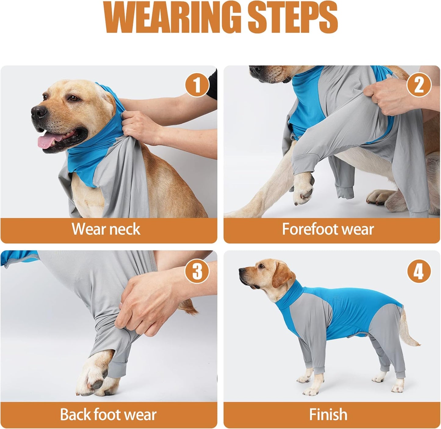 Dog Recovery Suit, Abdominal Wound After Surgery Wear, Prevent Licking Wounds, E-Collar & Cone Alternatives, Long Sleeve Postoperative Shirts Dog Pajamas Prevent Shedding(Small, Blue)
