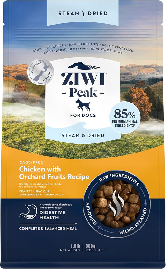 ZIWI Peak Steam & Dried Dog Food - Cage-Free Chicken w/Fruits - High Protein, Low Carb, All Breeds & Lifestages, for Digestive Health (28.8oz)