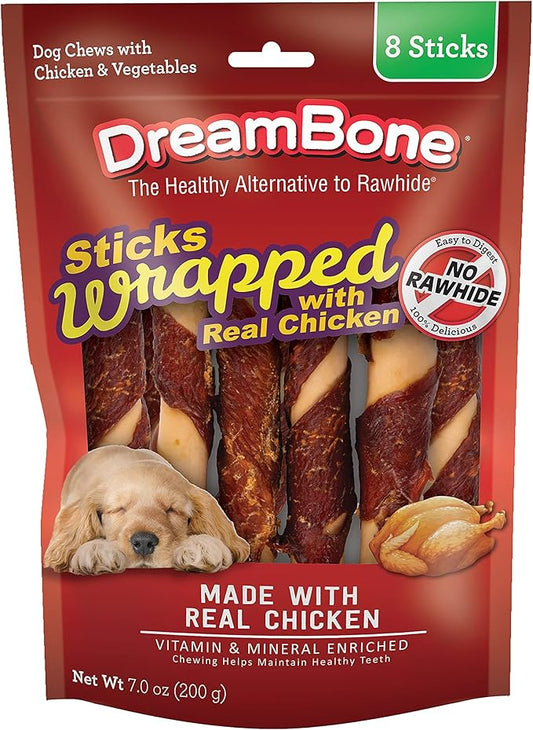 DreamBone Chicken-Wrapped Chews 8 Count, Rawhide-Free Chews for Dogs - large | 8-count