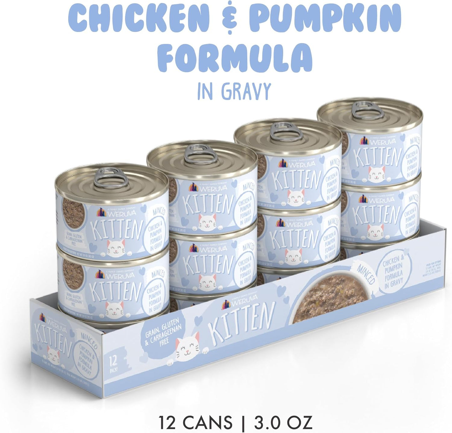 Weruva Kitten, Chicken & Pumpkin Formula in Gravy, 3oz Can (Pack of 12)