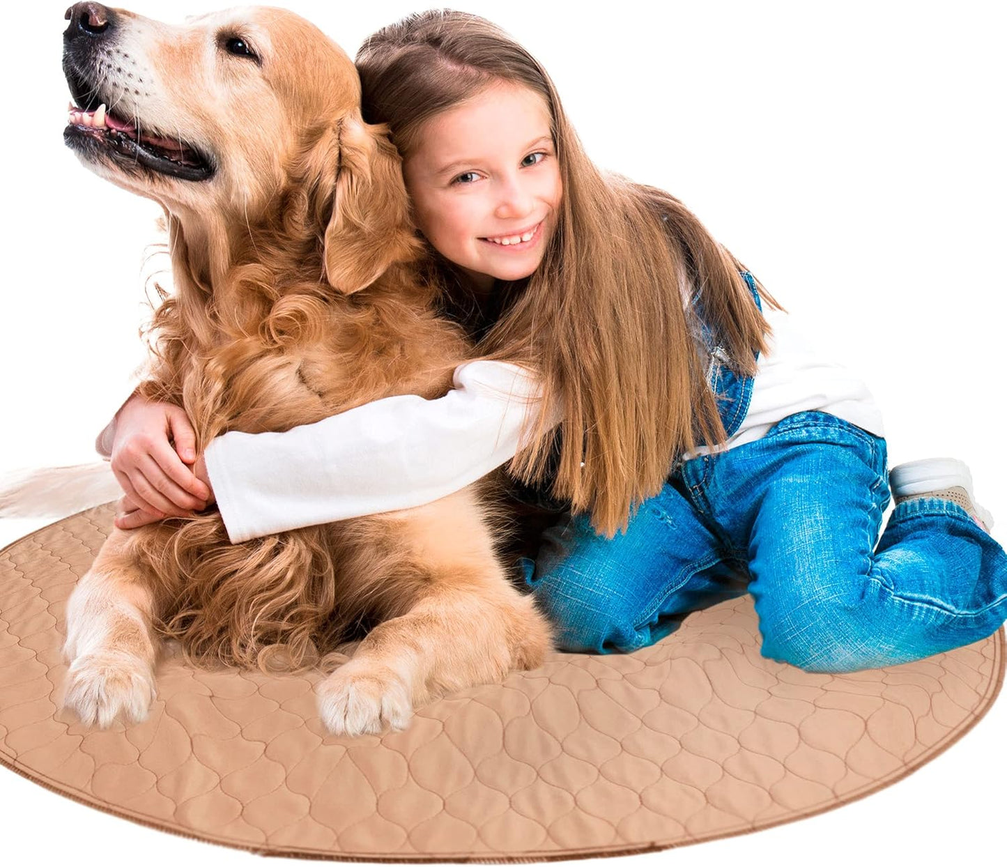 EZwhelp Reusable Dog Pee Pad, Washable Waterproof Mat for Dog Potty Training or Whelping Pad, Round, 60 Inch