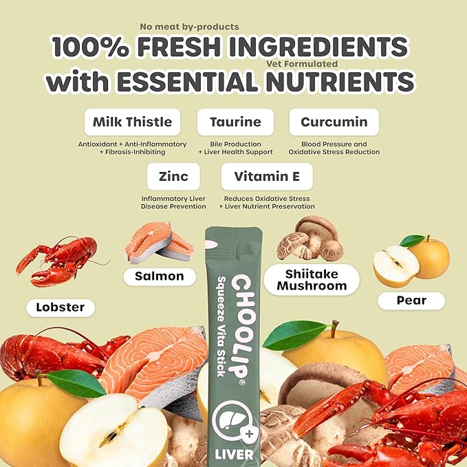 Squeeze Vita Stick Lickable Treats for Dogs & Cats. 7 Liver Support Sticks with Essential multivitamins. Soft and Tasty Paste for All Life Stages, Supporting Liver Health