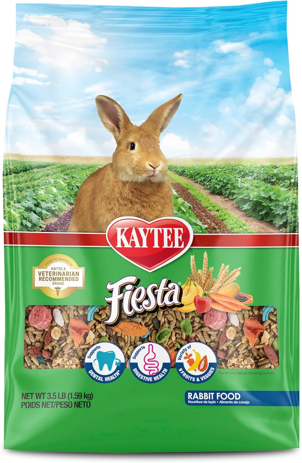 Kaytee Fiesta Rabbit Food, Nutritious and Fun Blend, Supports Dental Health and Digestion, 3.5 pounds