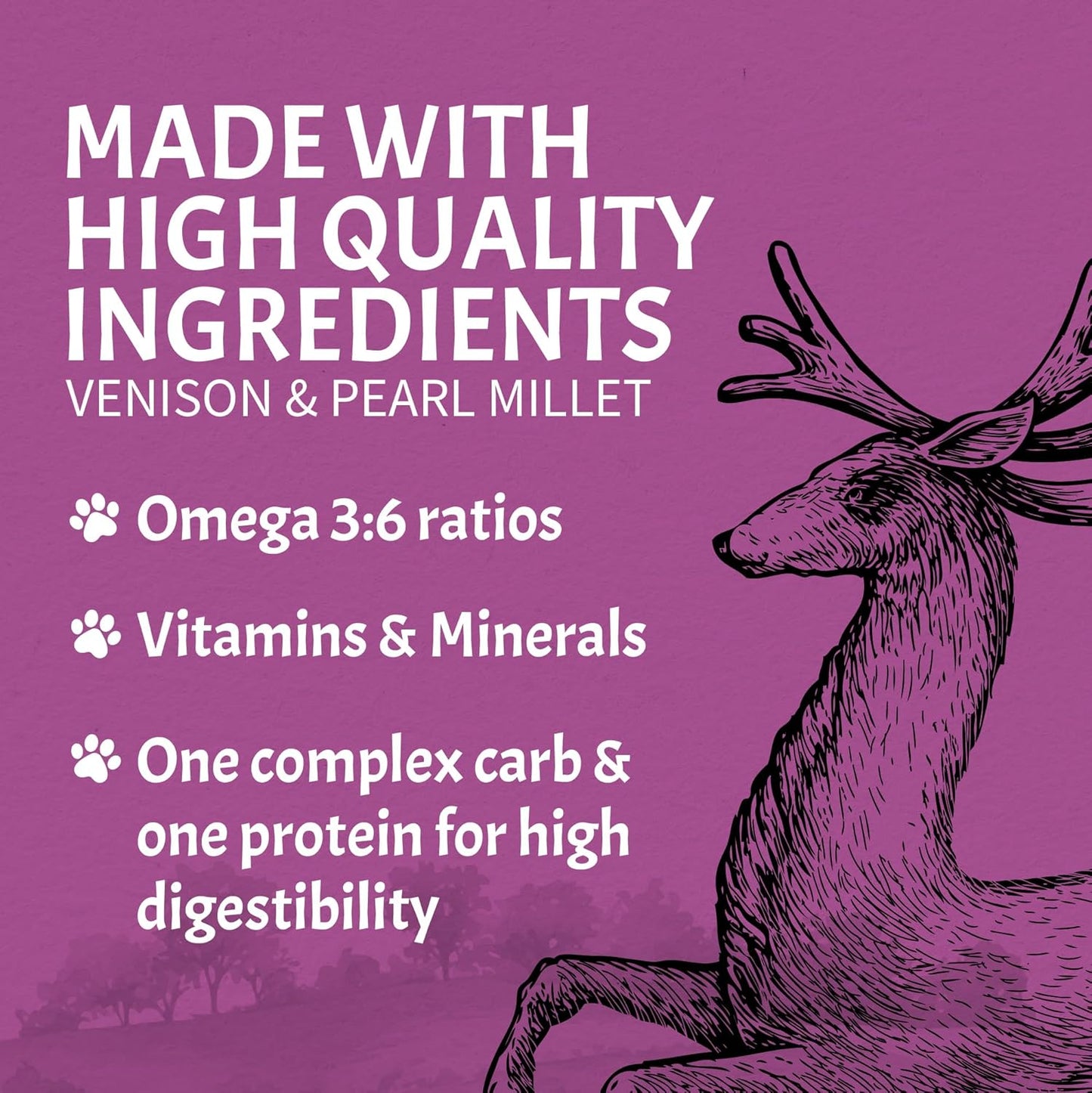 Canine Caviar - Leaping Spirit: Venison & Pearl Millet Alkaline Dry Dog Food, Limited Ingredients, Gluten-Free, Based on Science & Research, Veterinary Alternative Diet (22 Pound Bag)