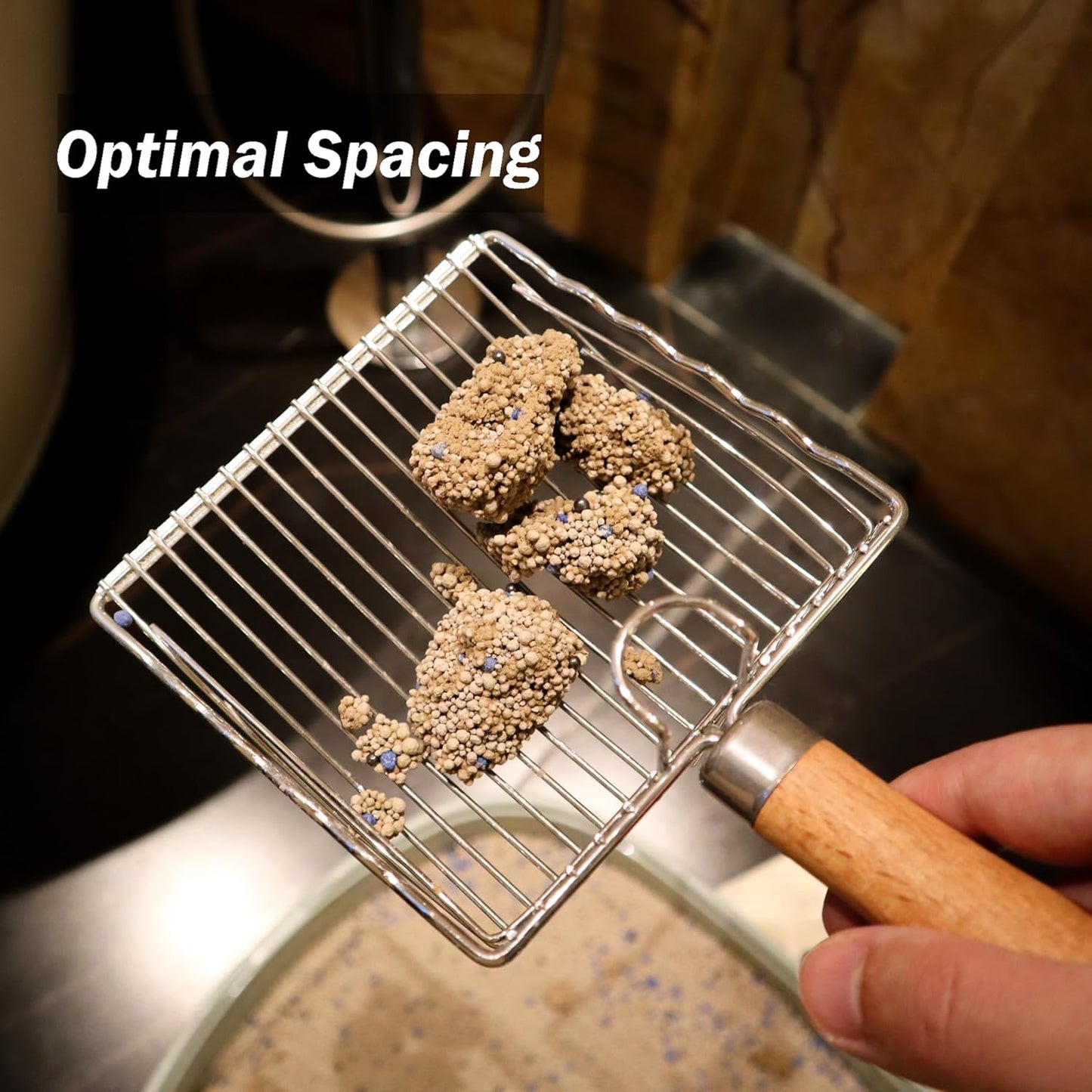 Cat Litter Scoop, Kitty Litter Scooper Metal, Deep Shovel, Wood Handle, Litter Box Fast Sifting for Cats and Kittens