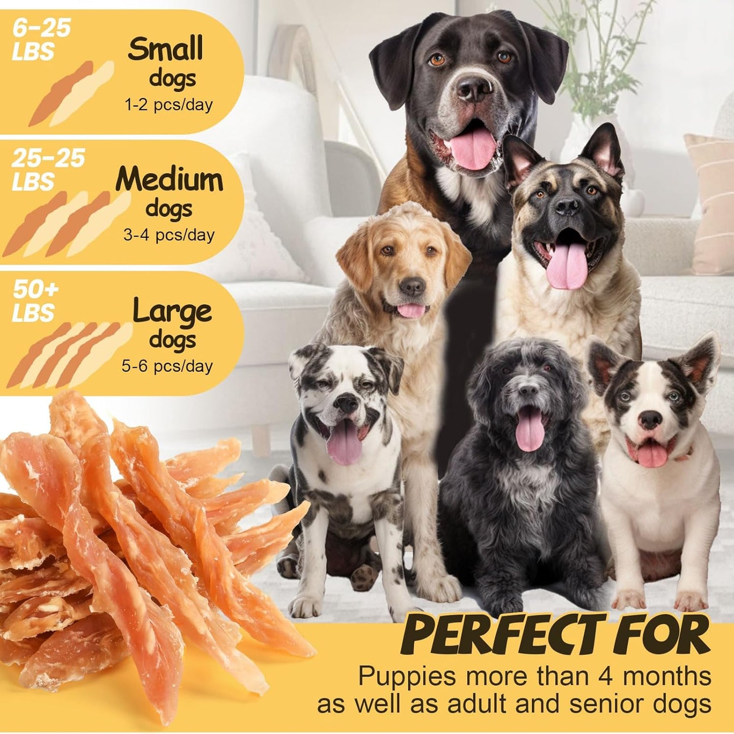 ASMPET Chicken Jerky Dog Treats Chews, Made with 100% Real Chicken Breast (10.6 oz)