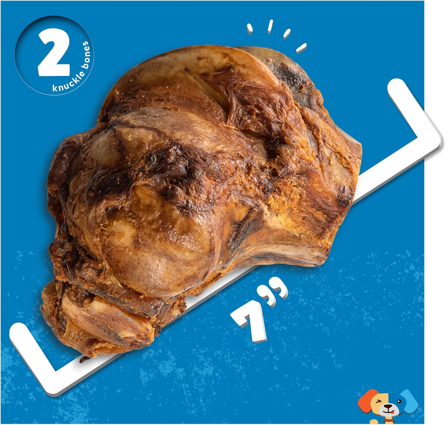 Jack & Pup Beef Knuckle Bones for Dogs, Natural Dog Knuckle Bones for Large Dogs – Savory Smoked Beef Flavor - 2 Pack