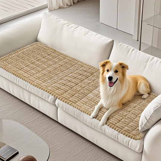 Couch Cover for Dogs Washable, Durable Dog Couch Cover Protector, Fuzzy Pet Couch Covers for Sofa, Non Slip Pet Sofa Covers for Dogs, Soft Dog Slipcover for Couch, Light Brown, 27.6" x 70.9"