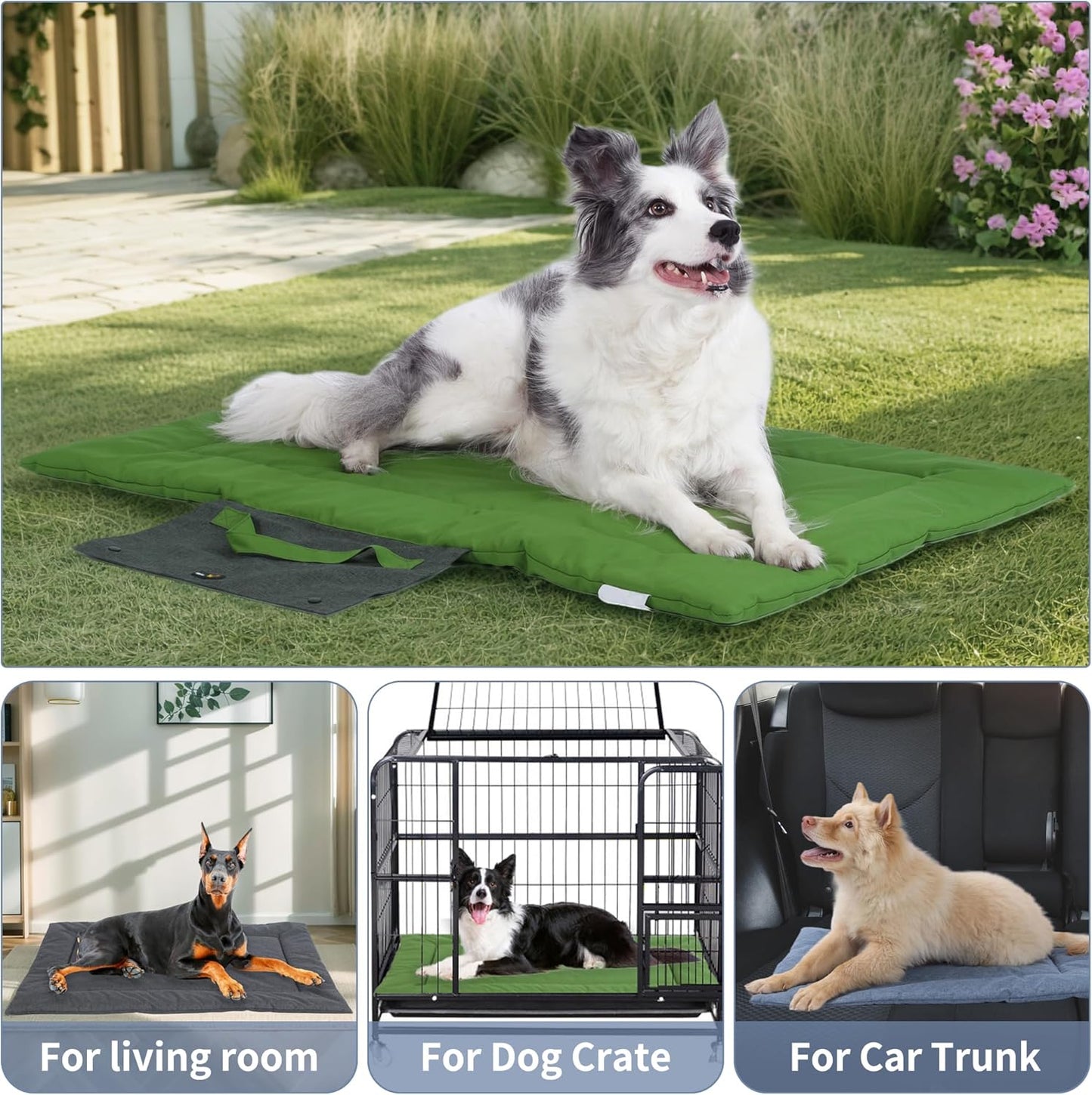 KHONSU PET Dog Travel Mat for Camping Portable Waterproof Lightweight & Outdoor Easy Clean Pad Foldable into Compact Carry Bag (Medium Sized up to 35 lbs)