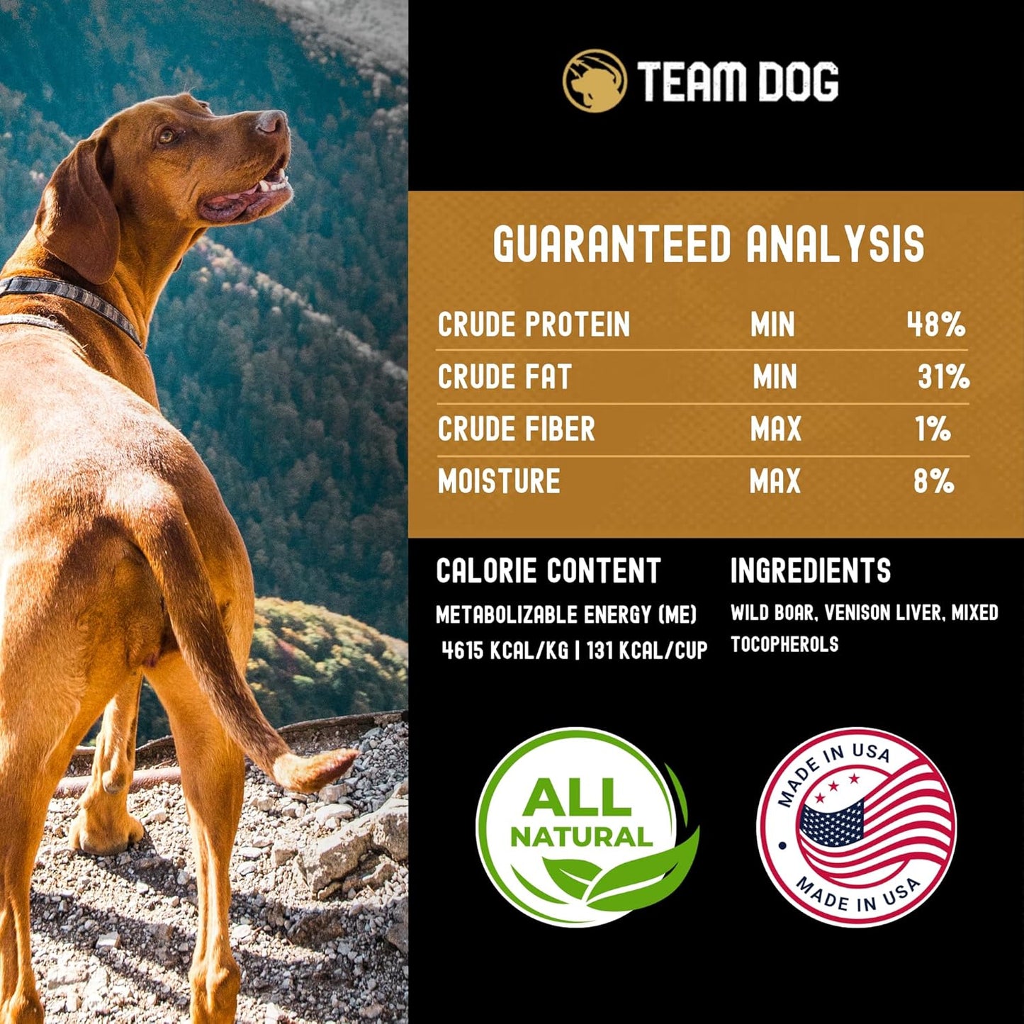 Team Dog Freeze Dried Raw Dog Food Topper | Wild Boar & Venison Liver Dog Food Seasoning | Wet & Dry Dog Food Toppers for Picky Eaters | 5 Oz