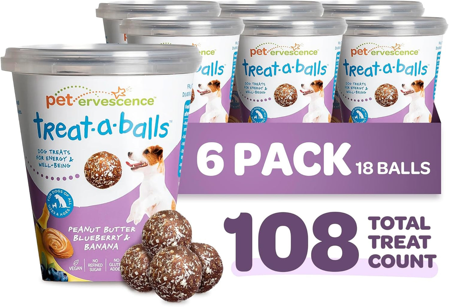 Chewy & Soft Dog Treats Bulk - All Natural, Non-GMO, Gluten Free - All Breeds, Sizes, Ages - Made in New Zealand - Peanut Butter, Blueberry, Banana - 6pk (108 Bulk Dog Treats)