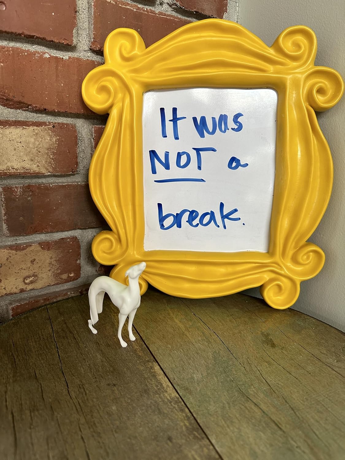 White Greyhound Miniature/Pat the Dog Figurine/Friends Merch Replica Gift/Pop Culture Desk Decor/Gift