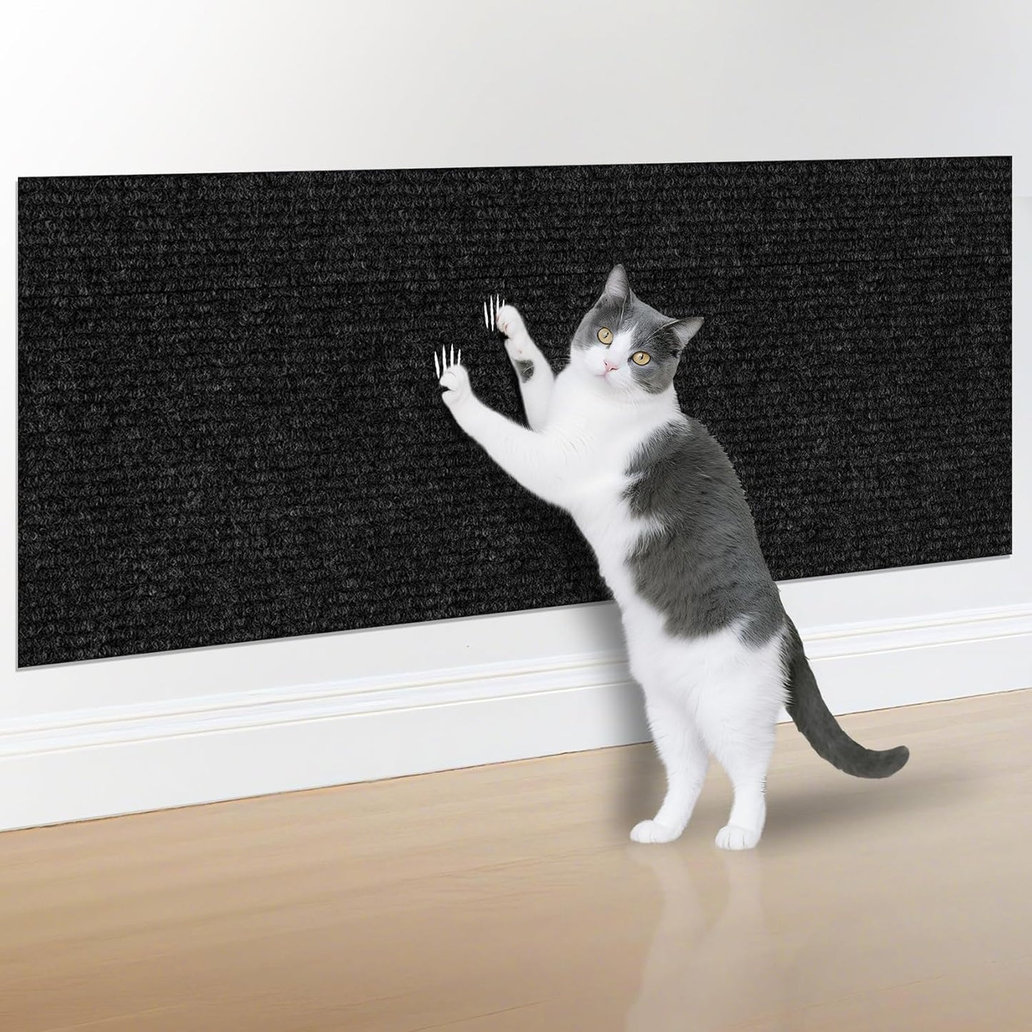 ICOOP Couch Protector from Cat Claws 15.8"×47.2" Anti Scratch Furniture Protector Black Cat Scratch Mat Self-Adhesive Trimmable Scratch Pad for Cats DIY Sofa Corner Wall Scratchers for Indoor Cats