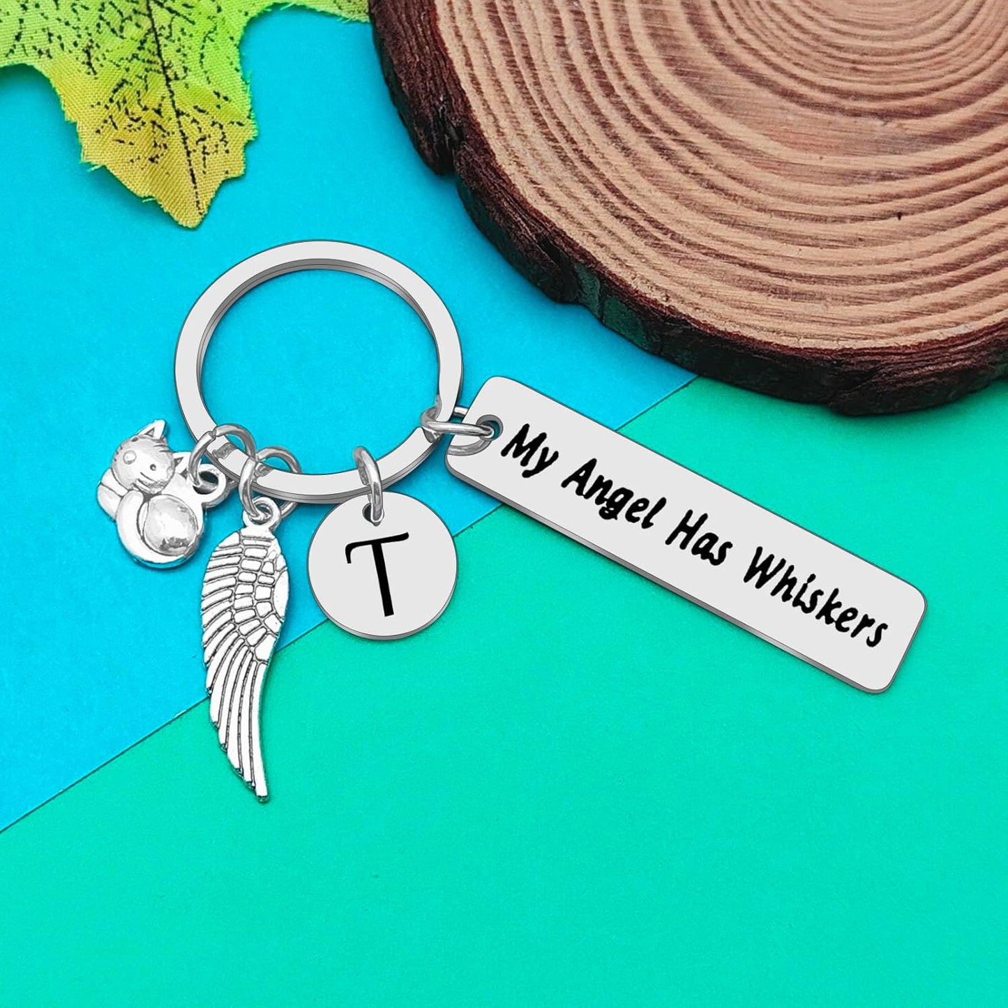 Dabihu Loss of Cat Memorial Keychain Initial Charm Jewelry Sympathy Gifts for Pet Loss in Memory of Cat Gifts for Cat Lovers