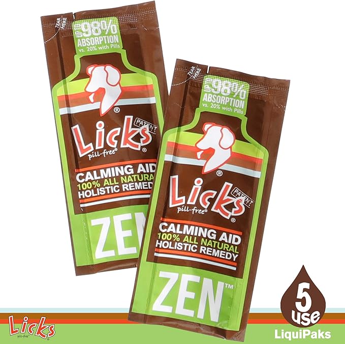 Zen Dog Calming - Calming Aid Supplements for Aggressive Behavior & Nervousness - Treats for Stress Relief & Dog Health - Gel Packets - Roasted Chicken Flavor, 5 Use